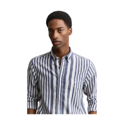Hot Gant Cotton Voie tripe hirt - 432 Rich Navy