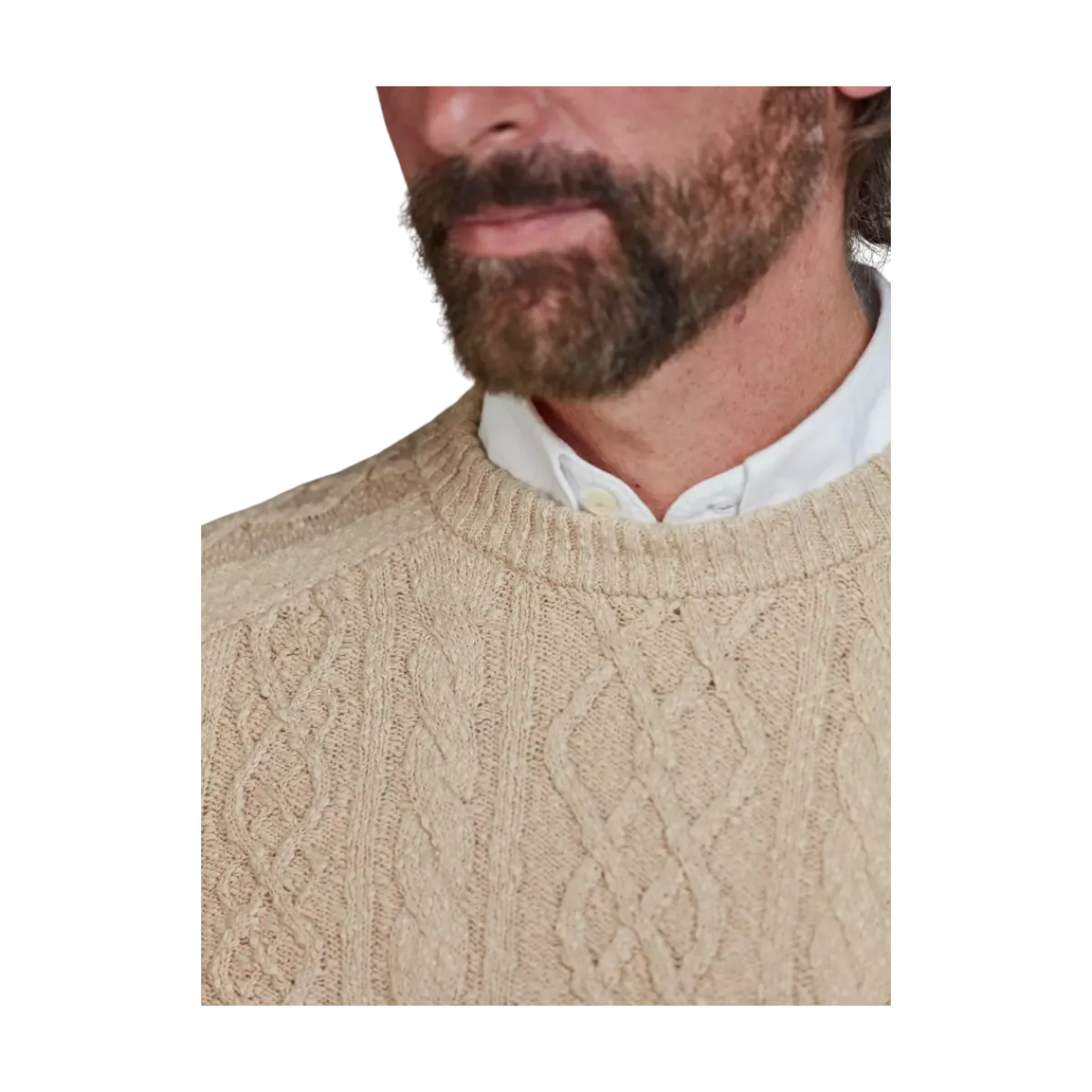 Clearance Hansen & Jacob Crew Neck Cabe Knit - Sand