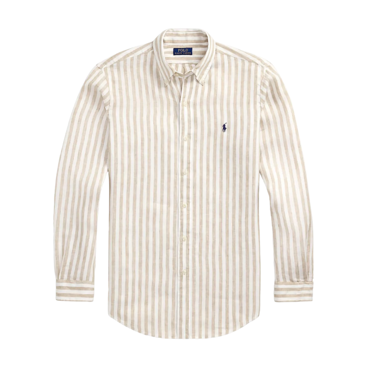 Sale Polo Ralph Lauren Custom Fit Striped inen Shirt - Coasta Beige/White