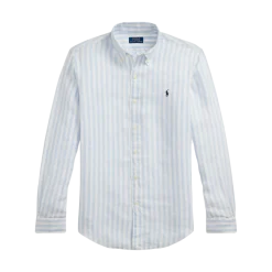 Best Polo Ralph Lauren Custo Fit Striped inen Shirt - Office Bue/White