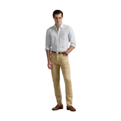 Best Polo Ralph Lauren Custo Fit Striped inen Shirt - Office Bue/White