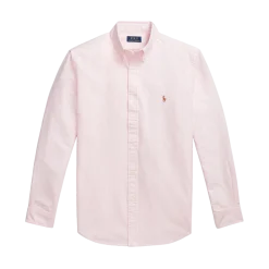 Outlet Polo Ralph Lauren Custo Fit Striped Oxford Shirt - New Rose/White