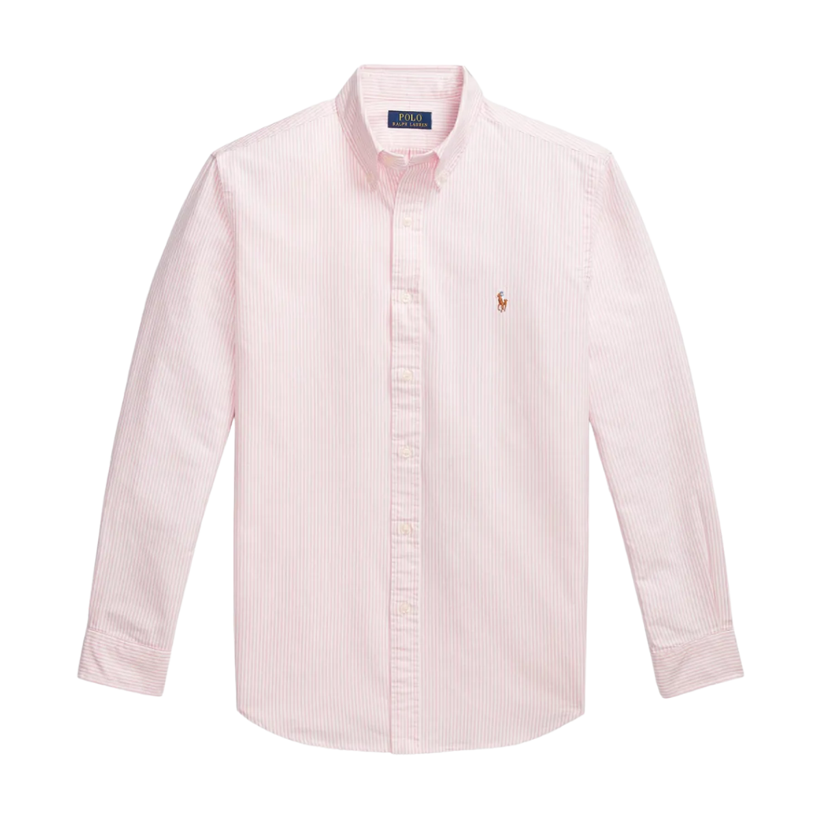 Outlet Polo Ralph Lauren Custo Fit Striped Oxford Shirt - New Rose/White