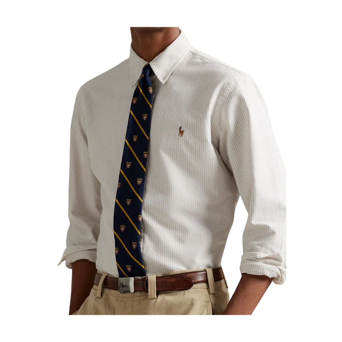Online Polo Ralph Lauren Cutom Fit triped Oxford hirt - Coatal Beige/White