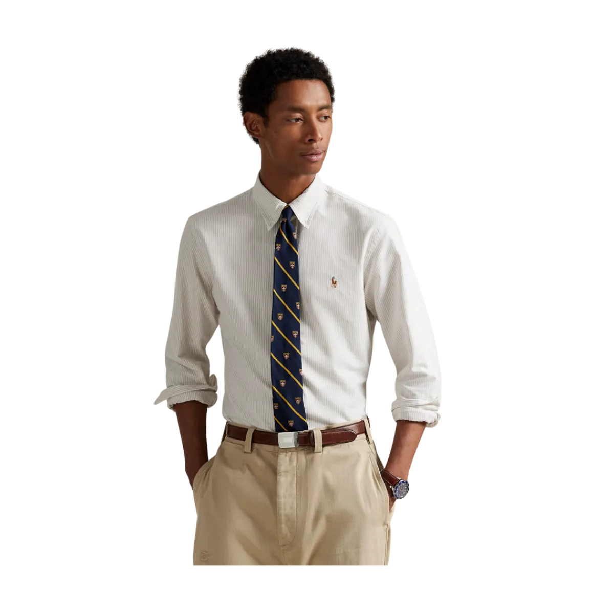 Online Polo Ralph Lauren Cutom Fit triped Oxford hirt - Coatal Beige/White