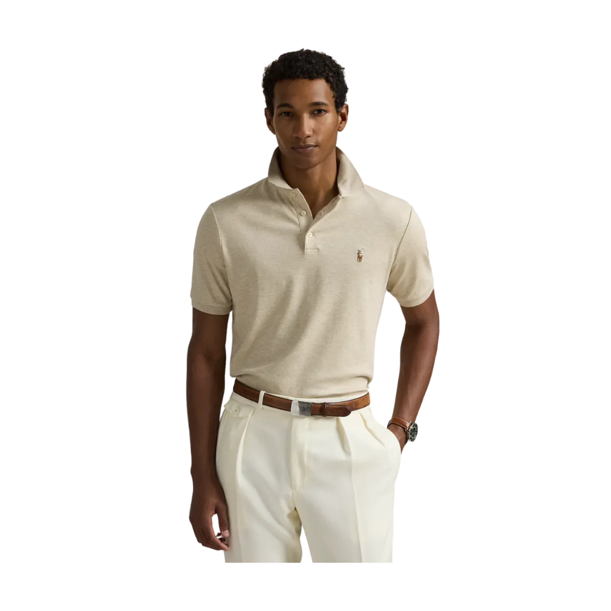 Hot Polo Ralph Lauren Cutom im Fit oft Cotton Poo hirt - Expedition Dune Heather