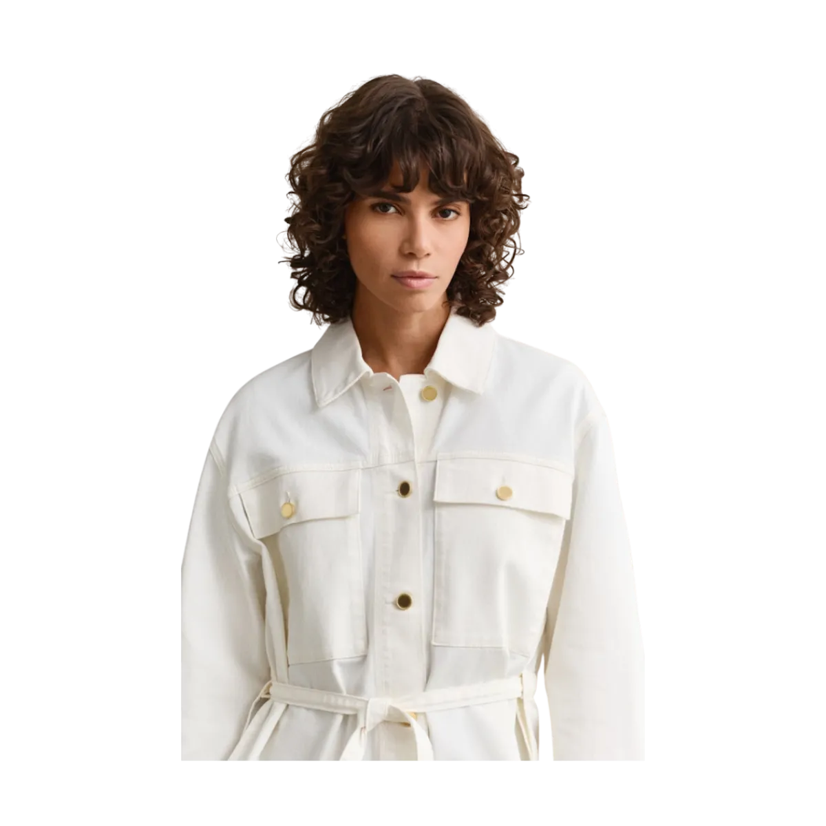 Discount Gant Deni Jacket With Tie Detail - Eggshell