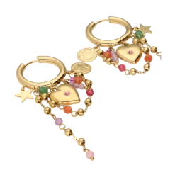 Hot My Jewellery Earrings with Heart and Cords - Gold