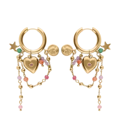 Hot My Jewellery Earrings with Heart and Cords - Gold