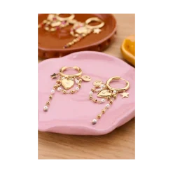 Discount My Jewellery Earrings with Heart and Pearl - Gold