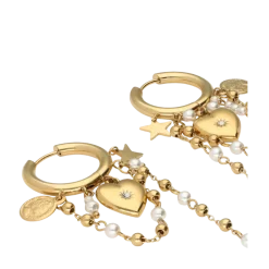 Discount My Jewellery Earrings with Heart and Pearl - Gold