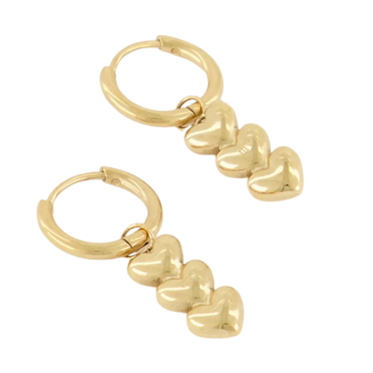 New My Jewellery Earring Three Hearts - Gold