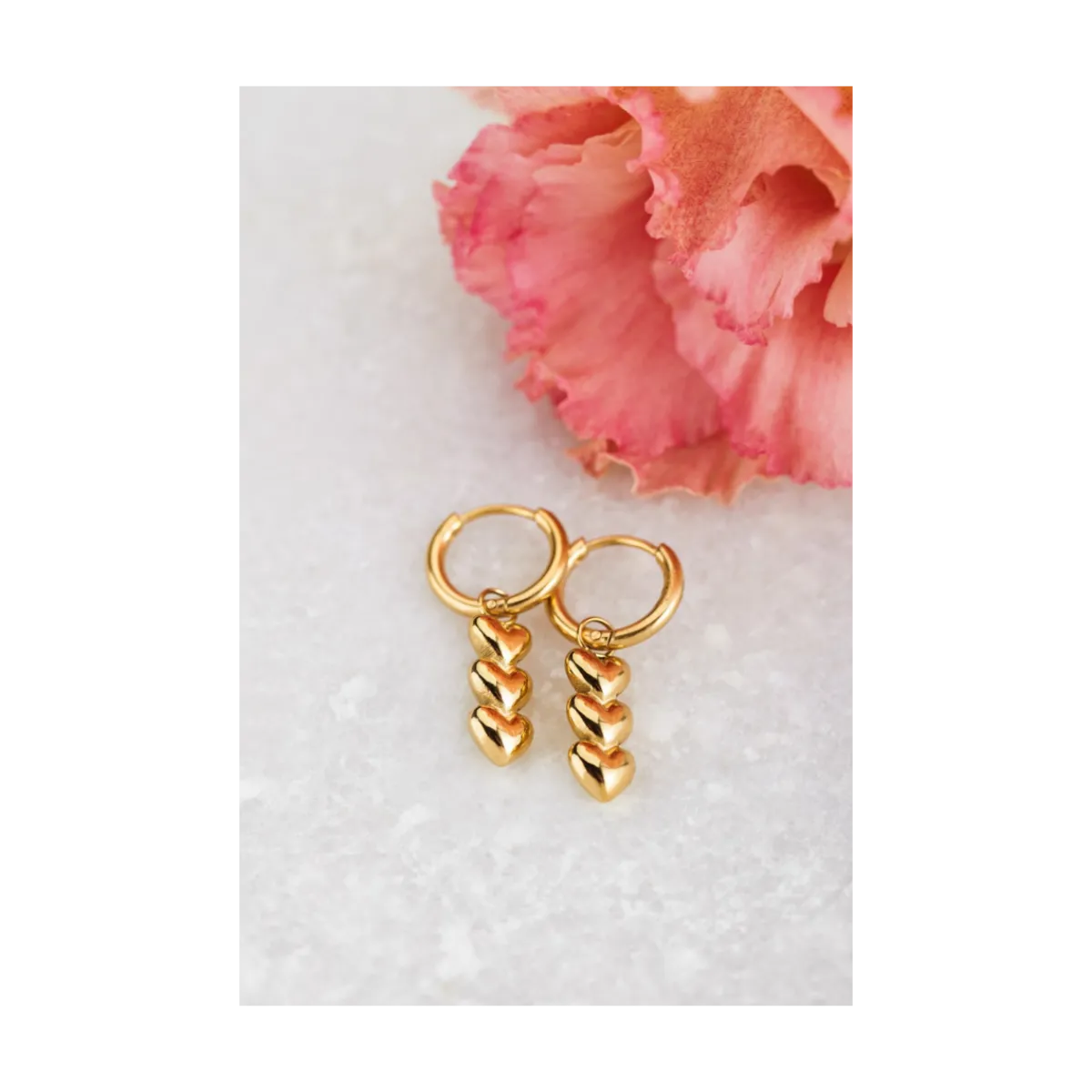 New My Jewellery Earring Three Hearts - Gold