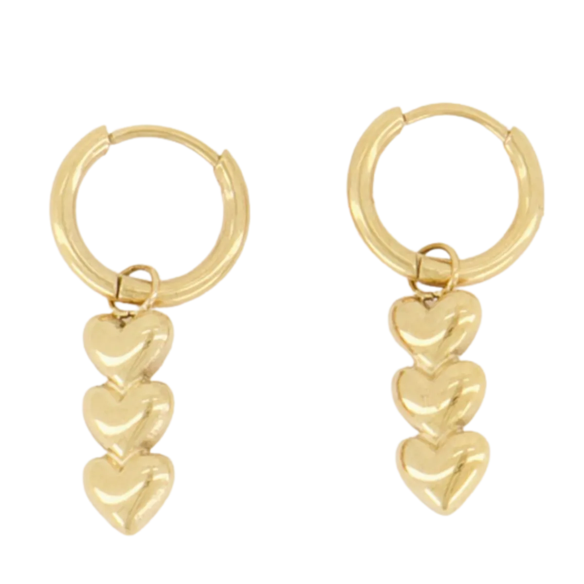 New My Jewellery Earring Three Hearts - Gold