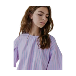 Outlet Norr Emily SS Top - Blue/Pink Stripe