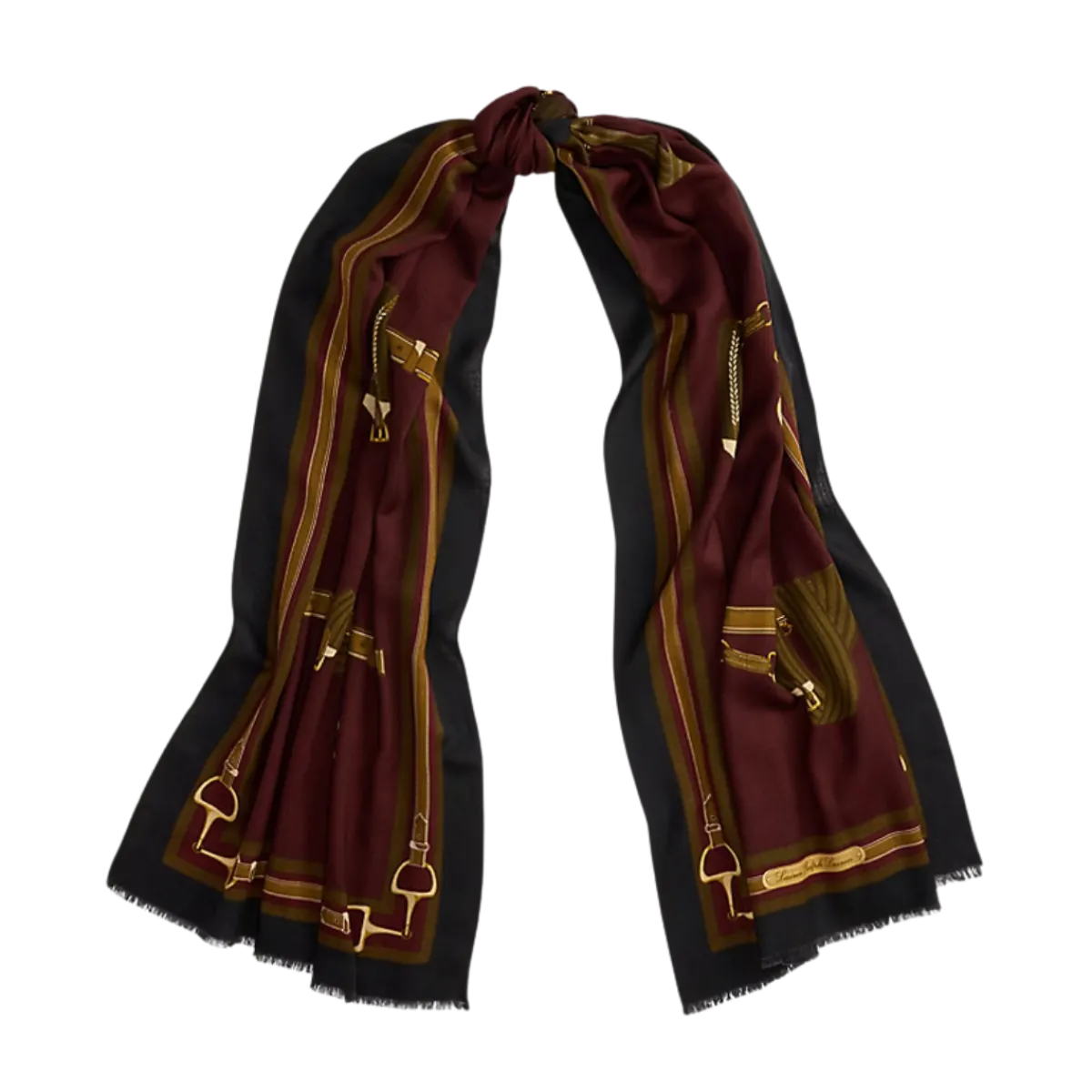 Discount Lauren Eqstrn Rbn Wool Scarf Wrap - 001 Pinot Noir