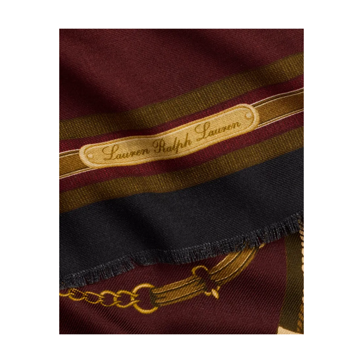 Discount Lauren Eqstrn Rbn Wool Scarf Wrap - 001 Pinot Noir