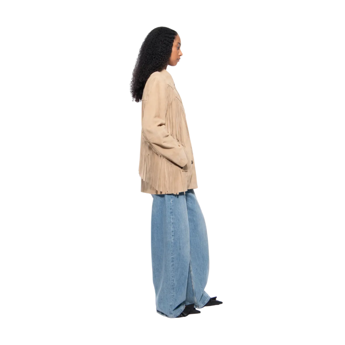 Clearance Stand Studios Estee Fringe Jacket - Sands