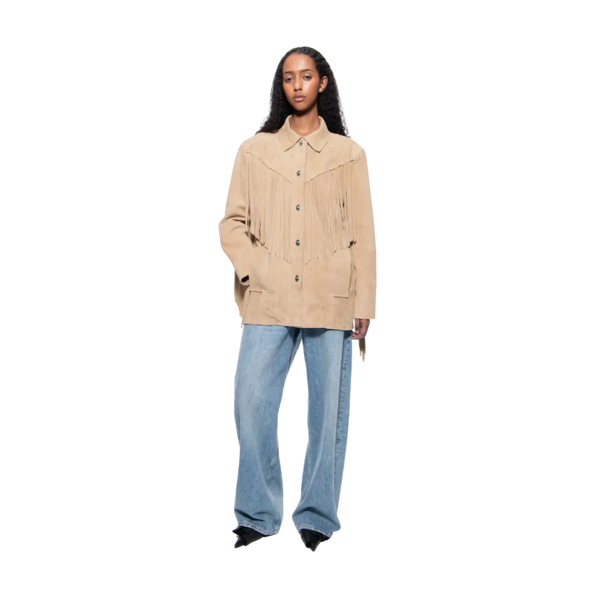 Clearance Stand Studios Estee Fringe Jacket - Sands