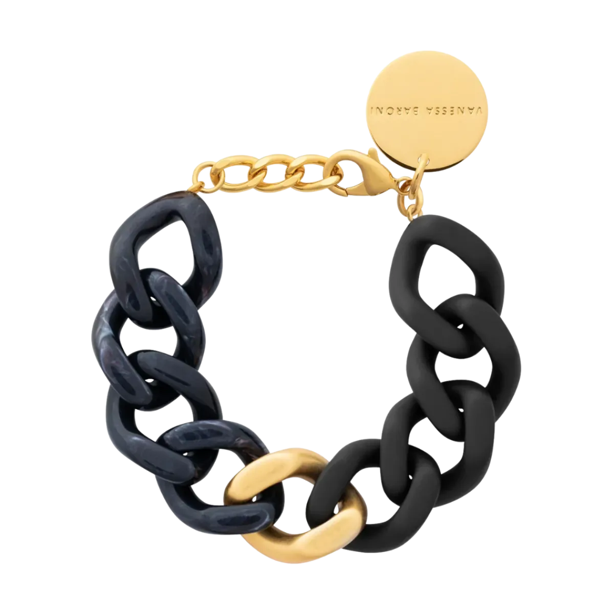 New Vanessa Baroni Flat Chain Bracelet - Matt Black Universe