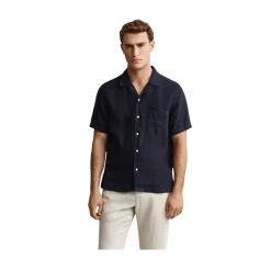 New Gant Gnt Dyed inen Cap Shirt - Evening Bue