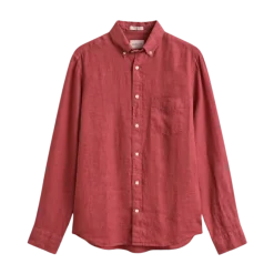 Online Gant Gnt Dyed inen hirt - Duty Brick Red