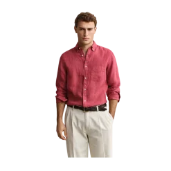 Online Gant Gnt Dyed inen hirt - Duty Brick Red