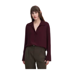 Discount Filippa K Half Placket Blouse - Dark Burgundy