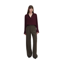 Discount Filippa K Half Placket Blouse - Dark Burgundy