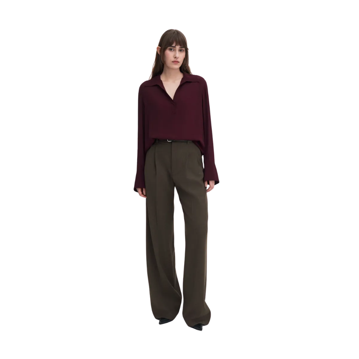 Discount Filippa K Half Placket Blouse - Dark Burgundy