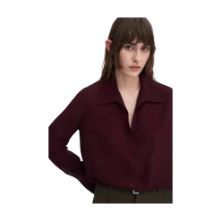 Discount Filippa K Half Placket Blouse - Dark Burgundy