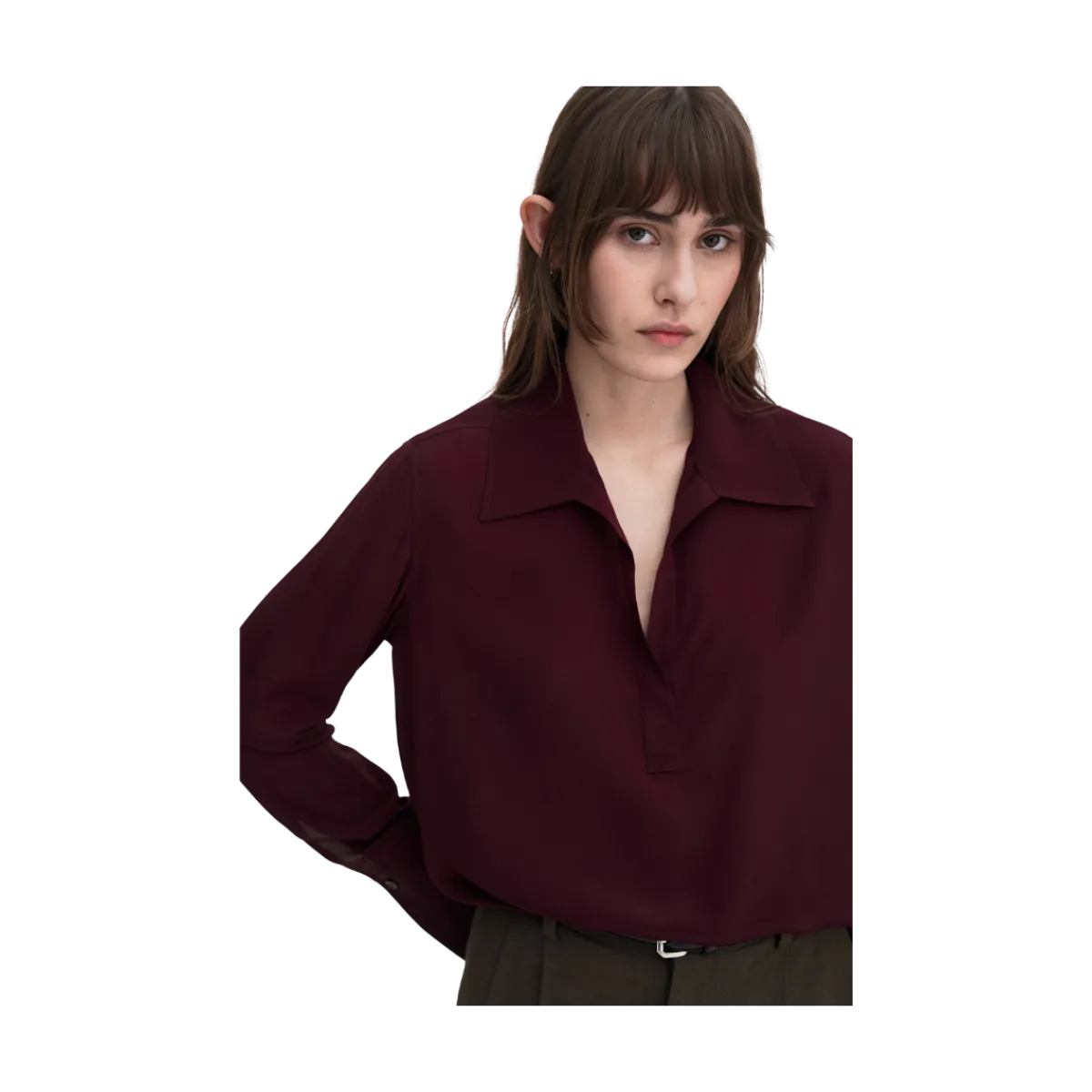 Discount Filippa K Half Placket Blouse - Dark Burgundy