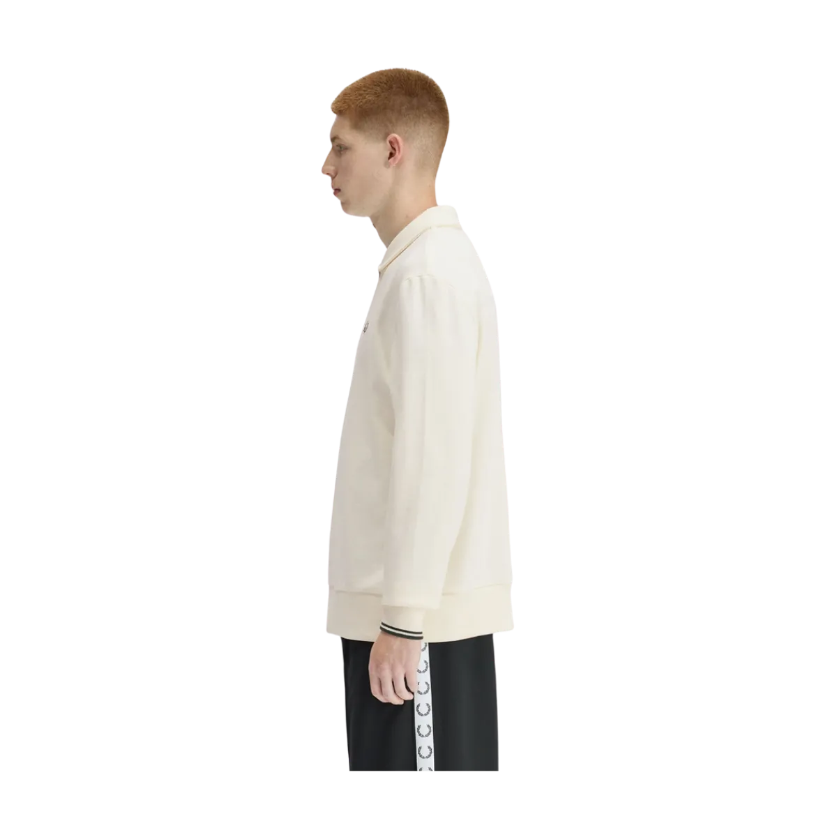 Fred Perry Haf Zip Coared Sweatshirt - Ecru