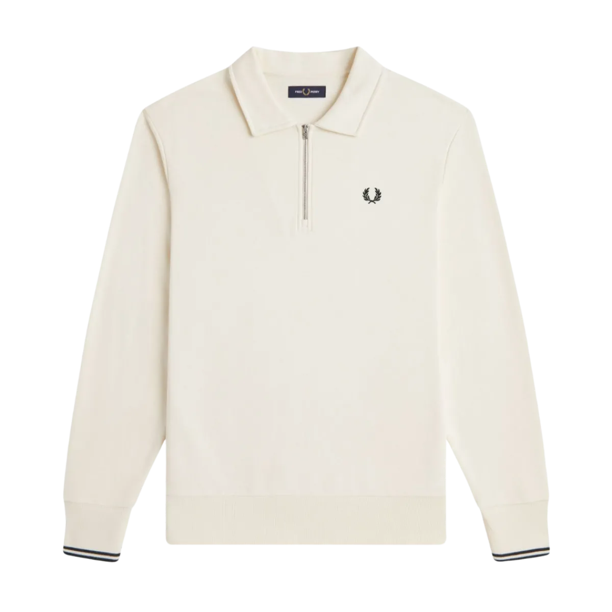 Fred Perry Haf Zip Coared Sweatshirt - Ecru