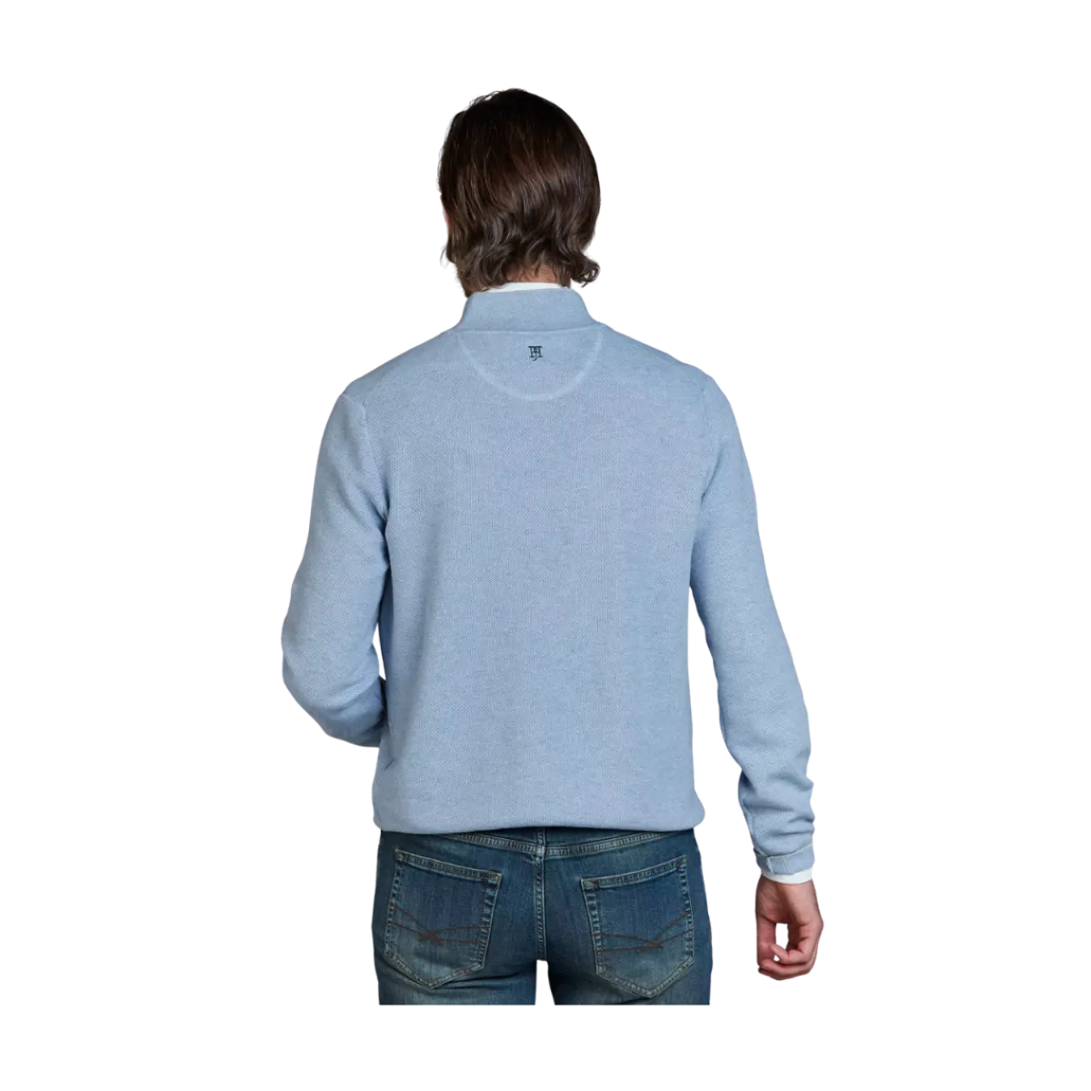 Clearance Hansen & Jacob Half Zip Structure Knit - Blue