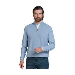 Clearance Hansen & Jacob Half Zip Structure Knit - Blue