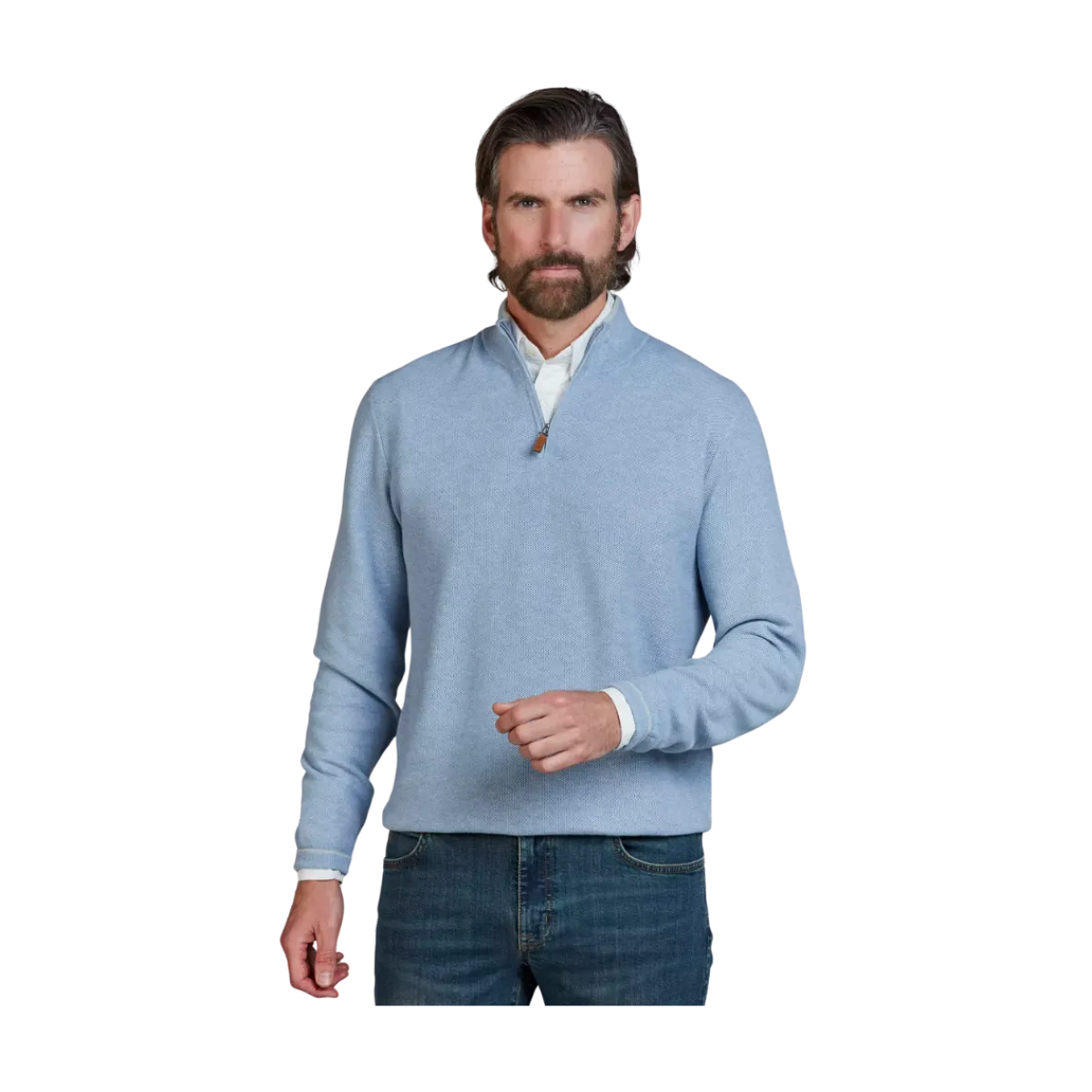 Clearance Hansen & Jacob Half Zip Structure Knit - Blue