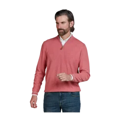 Discount Hansen & Jacob Haf Zip Structure Knit - Soft Red
