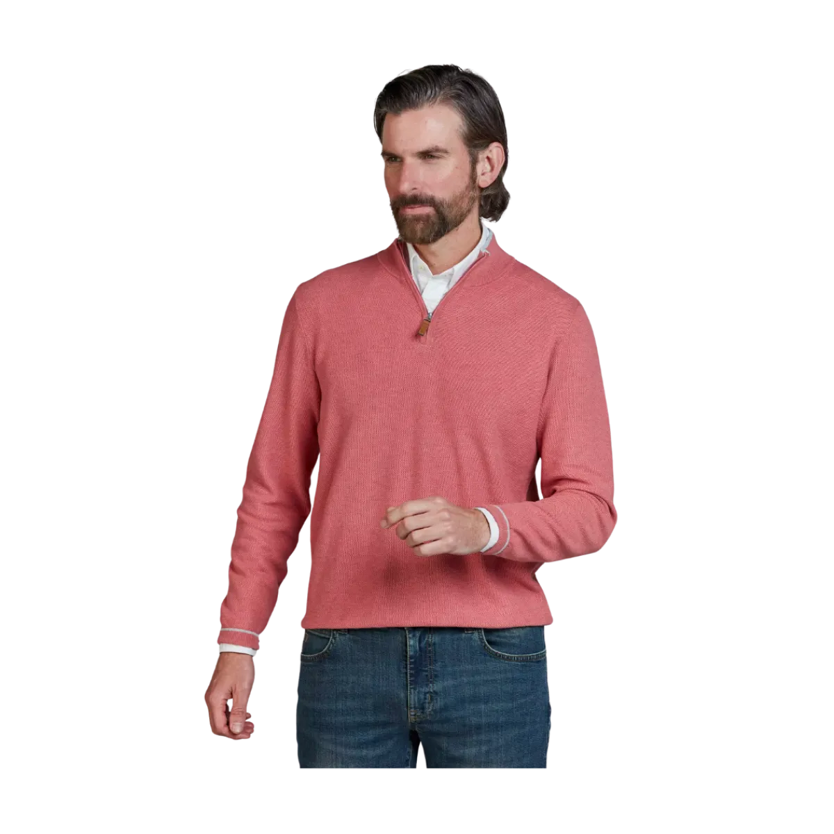 Discount Hansen & Jacob Haf Zip Structure Knit - Soft Red
