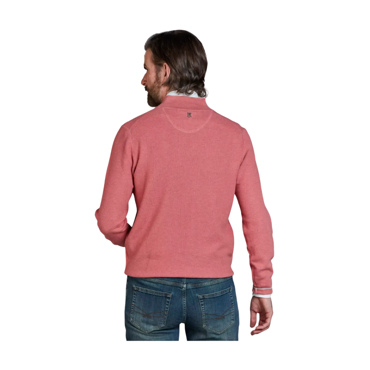 Discount Hansen & Jacob Haf Zip Structure Knit - Soft Red