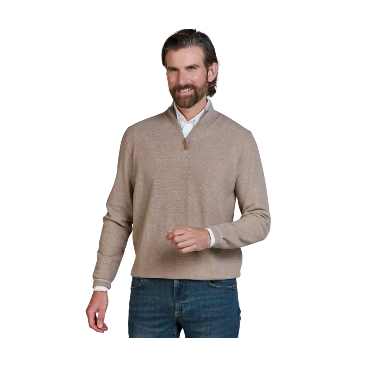 Online Hansen & Jacob Haf Zip Structure Knit - Toffe Brown