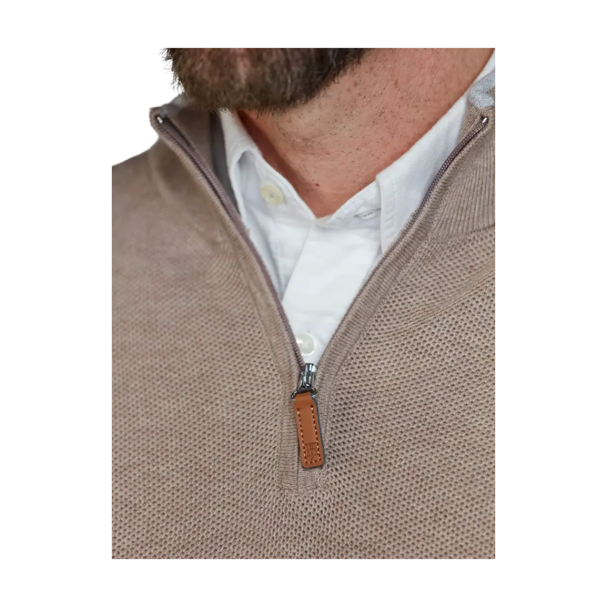 Online Hansen & Jacob Haf Zip Structure Knit - Toffe Brown