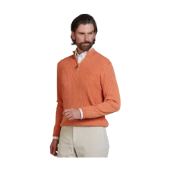 Sale Hansen & Jacob Haf Zip Vintage Wash Knit - 28 Soft Orange