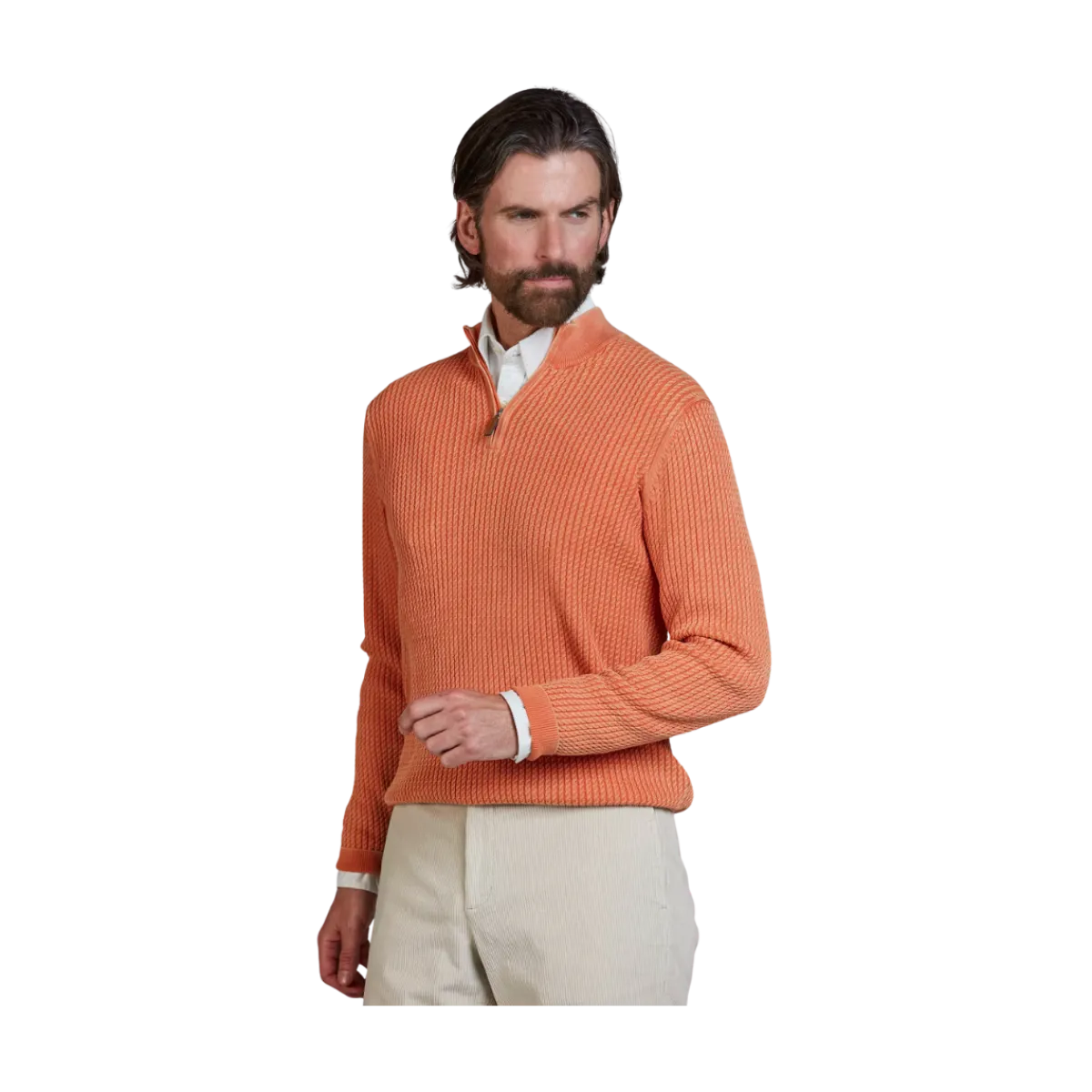 Sale Hansen & Jacob Haf Zip Vintage Wash Knit - 28 Soft Orange