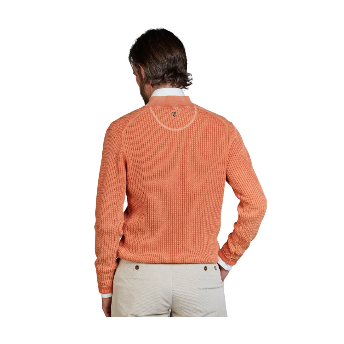 Sale Hansen & Jacob Haf Zip Vintage Wash Knit - 28 Soft Orange