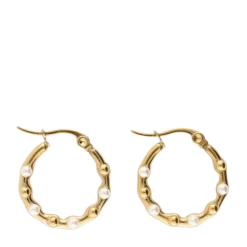 Hot My Jewellery Hoop Earrings with Dots and Pearls - Gold