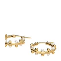 Hot My Jewellery Hoop Earrings with Dots and Pearls - Gold