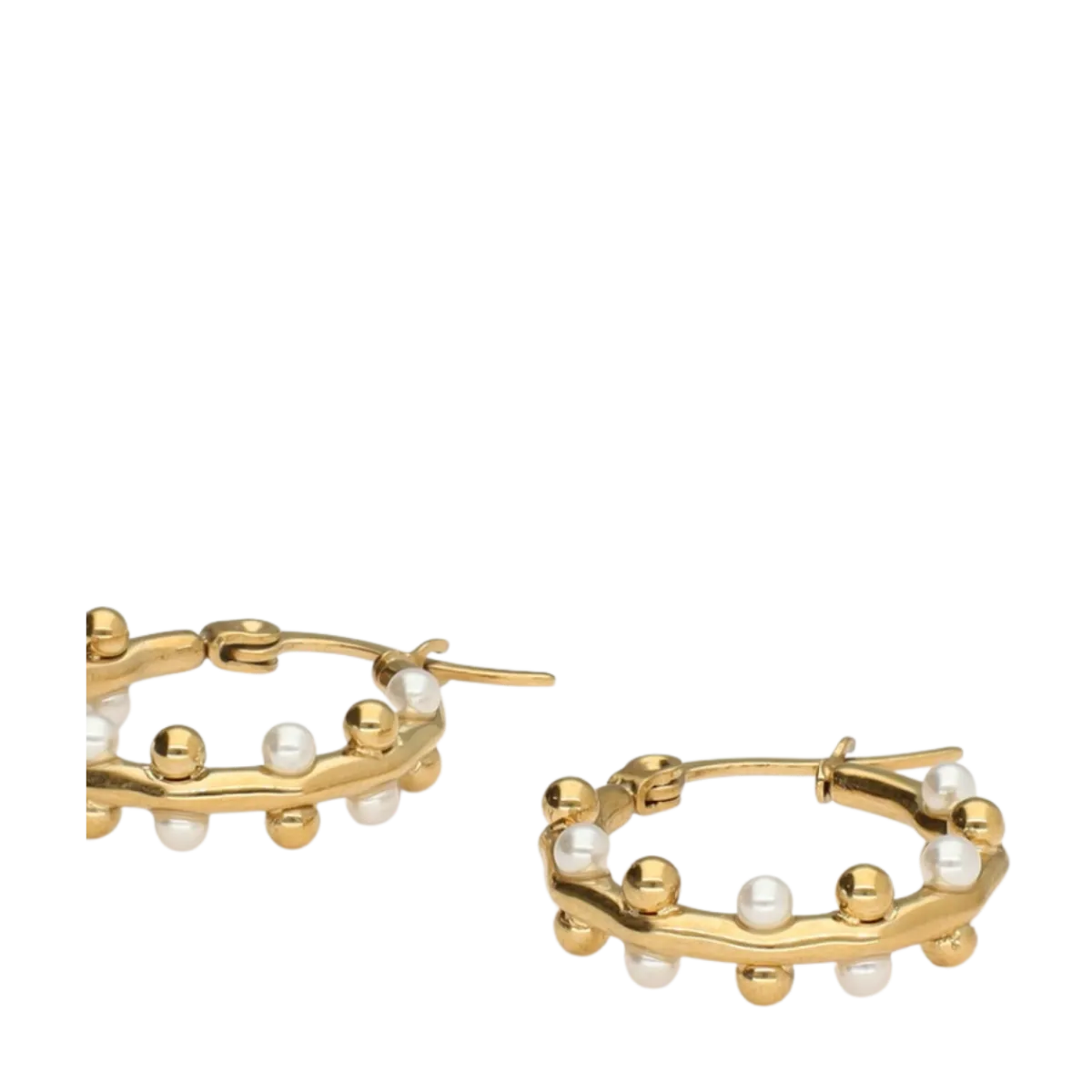 Hot My Jewellery Hoop Earrings with Dots and Pearls - Gold