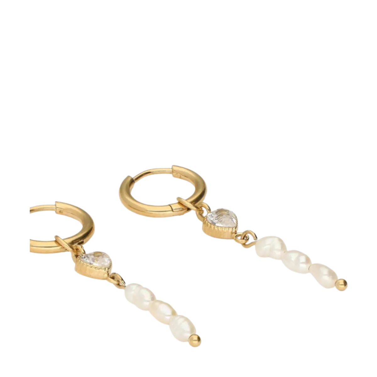 Discount My Jewellery Hoop Earrings with Rhinestone Heart - Gold
