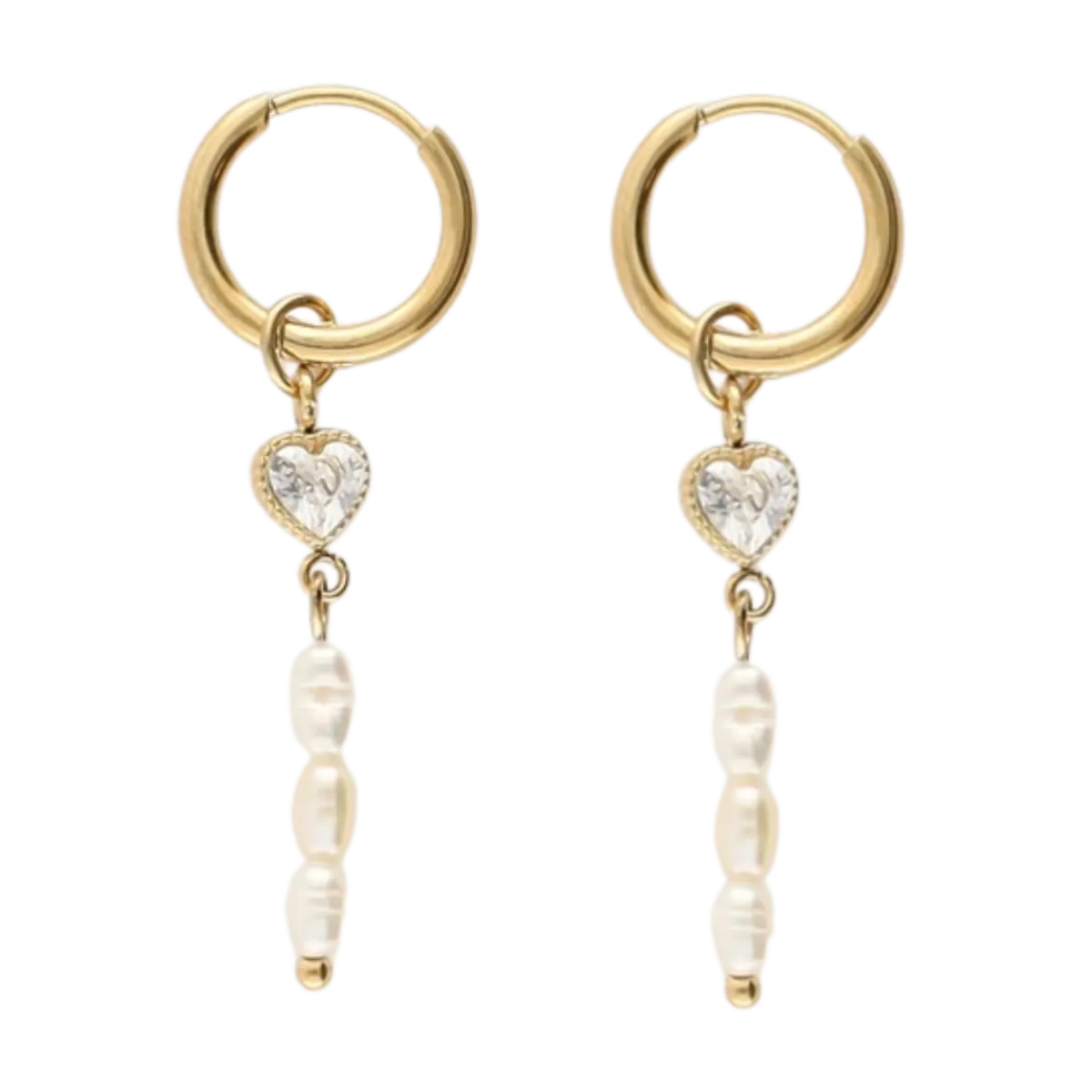 Discount My Jewellery Hoop Earrings with Rhinestone Heart - Gold